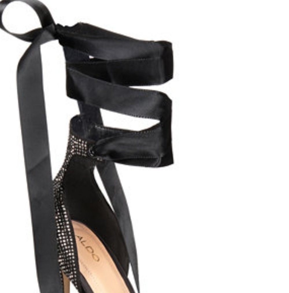 Aldo Black Heels with Rhinestone Embellishments Size 6